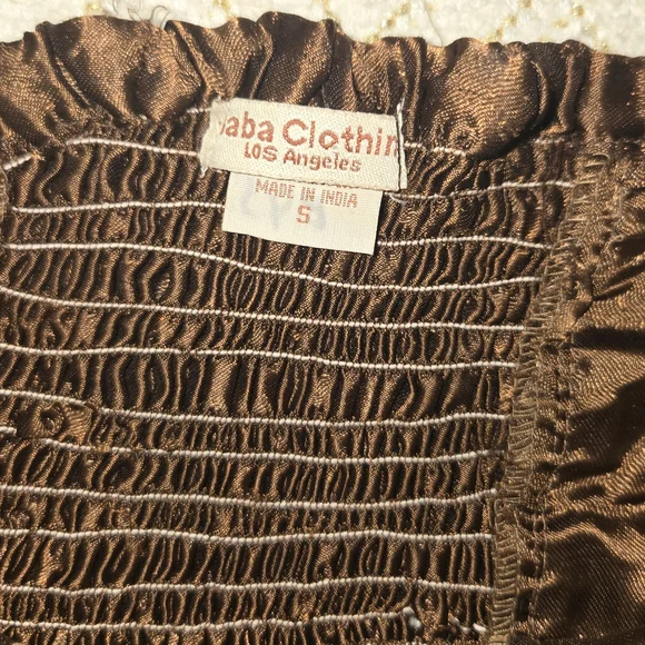 Smocked Waist Wide-Leg Pants in Brown Multi - Picture 3 of 6